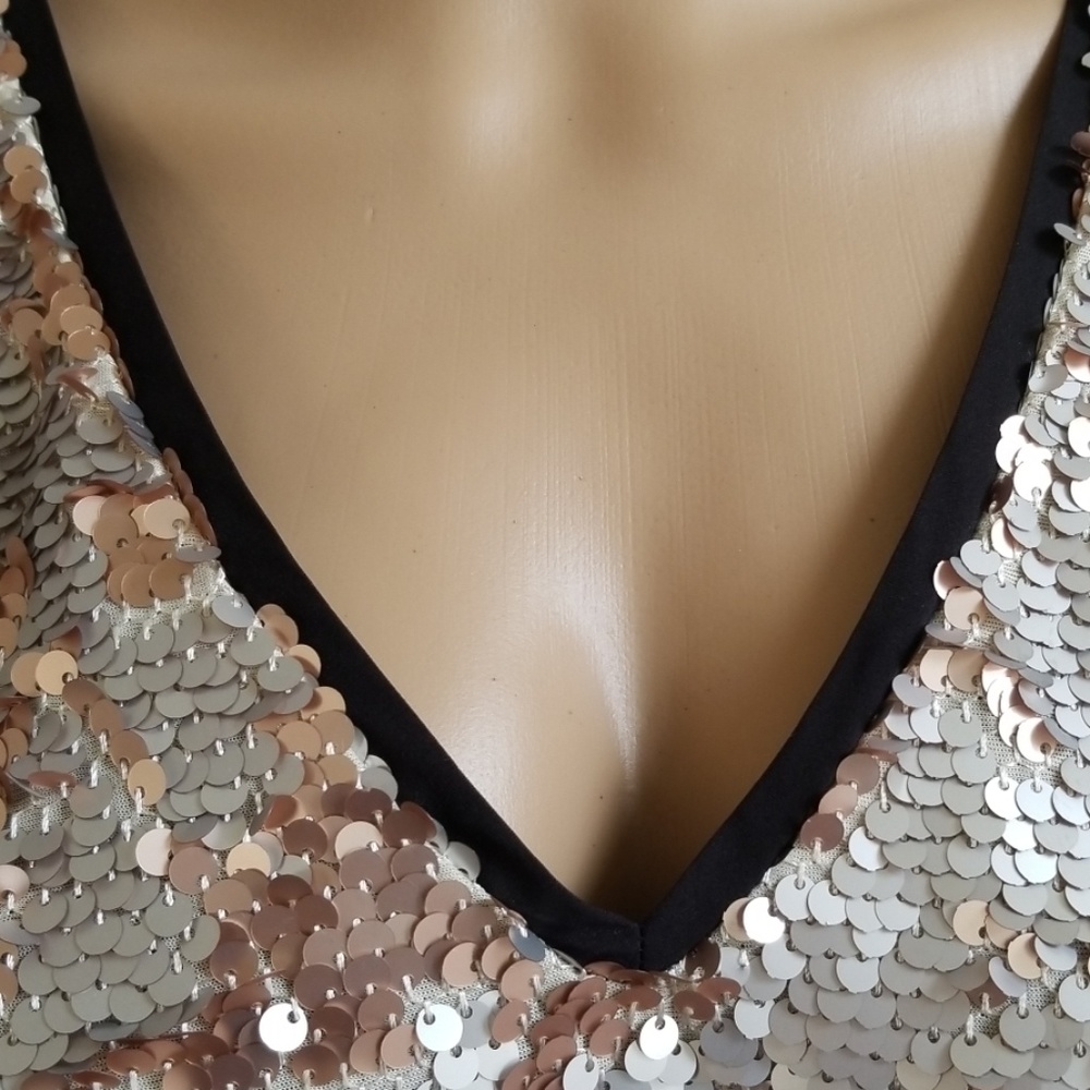 ❤1. State Sequined Shift Dress Silver Mist Size M - Picture 6 of 8